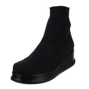 Robert Clergerie Quaras Stretch Knit Platform Leather Sock Boot Vintage